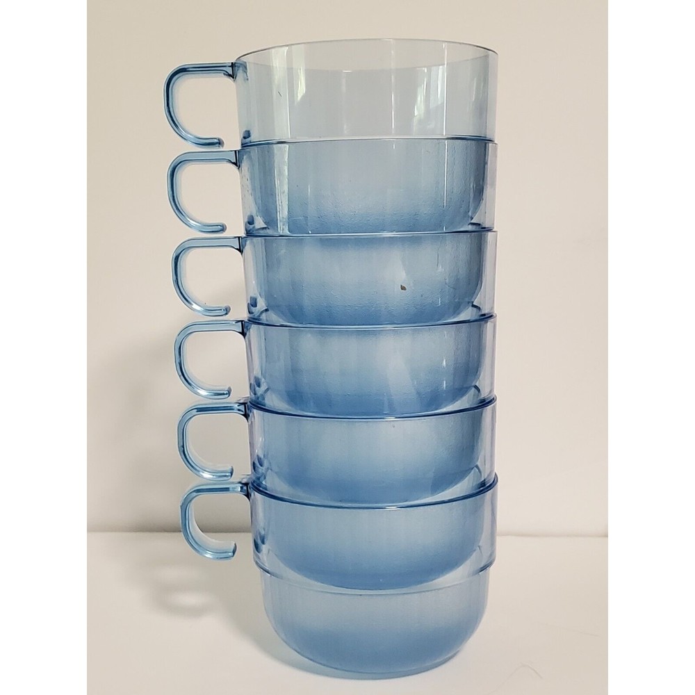 Set Of 6 Tupperware Preludio Punch Cups Watercolor Blue 21116